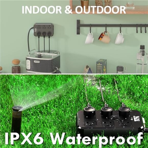 Outdoor Power Strip Weatherproof, Waterproof Surge Protector with 6 Wide - Picture 6 of 14